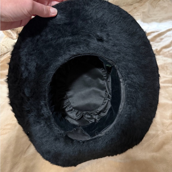 Vintage Black Edwardian Angora Fur Hat With Ribbon - Picture 3 of 5